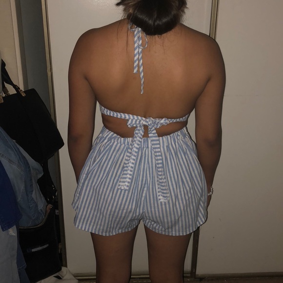 Striped blue and white 2 piece set - Picture 3 of 4